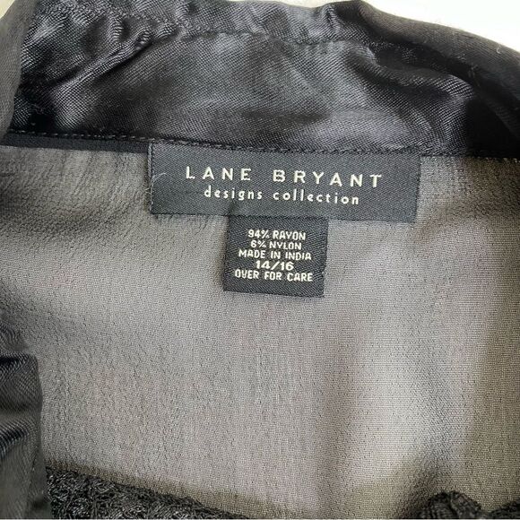 Lane Bryant Designs Collection Black Beaded Lace Button Front Shirt Women 14 16 - Picture 6 of 15